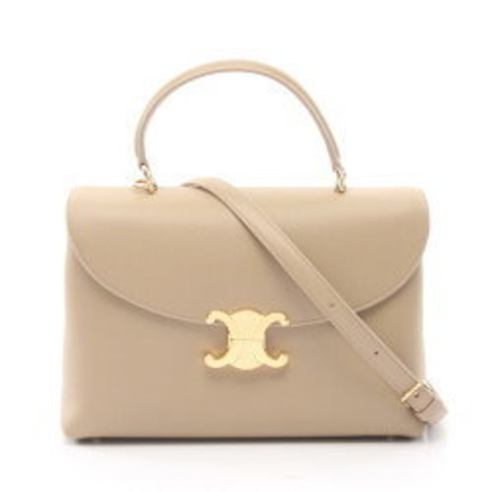 Celine Nino Handbag Beige Leather